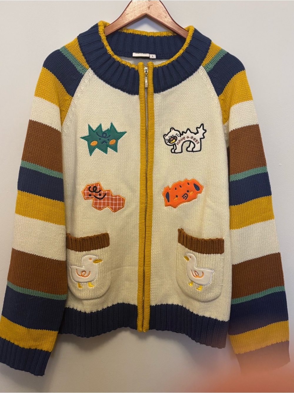 Have A Rest Women’s Sweater Size Large Multi Color Long Sleeve with Pockets